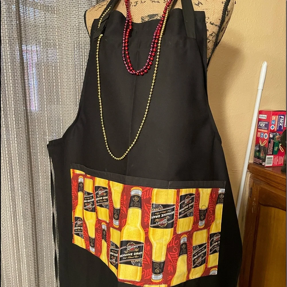 Apron black cotton 100% cotton